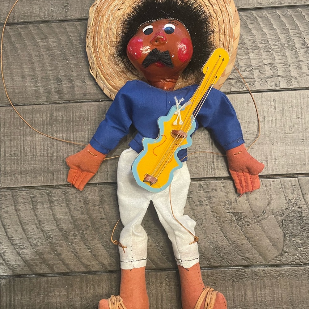 Vintage Marionette Mexican Puppet Set 13” puppet with strings 24” total. - Picture 2 of 6